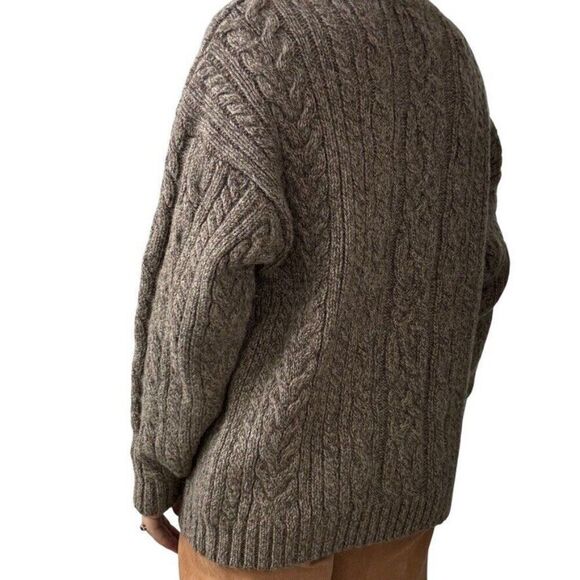 Vintage Abercrombie & Fitch The Big Sweater Brown Cable Knit Fisherman Sweater L - Picture 7 of 7